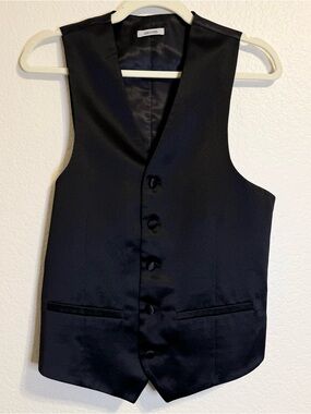jf j.ferrar Men's Black Satin Dress Vest